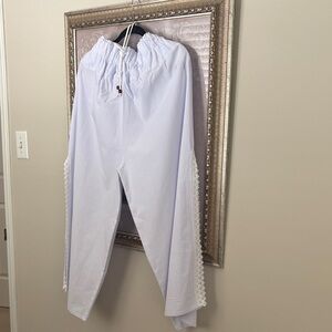 White / blue tint palazzo pants